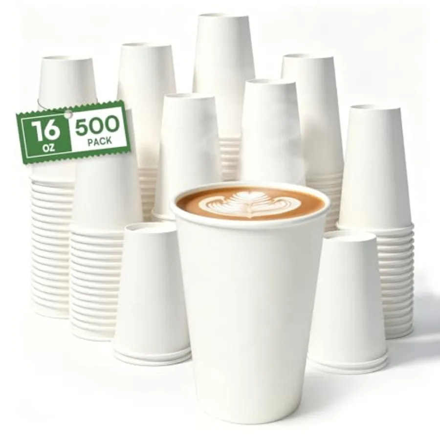 White Paper Cups 16 oz Disposable Coffee Cups, 0 Pack BPA Free Leak Proof Hot Cups, GSM Thickened Disposable Cups, Unbleached H
White Paper Cups 16 oz Disposable Coffee Cups, 0 Pack BPA Free Leak Proof Hot Cups, GSM Thickened Disposable Cups, Unbleached H