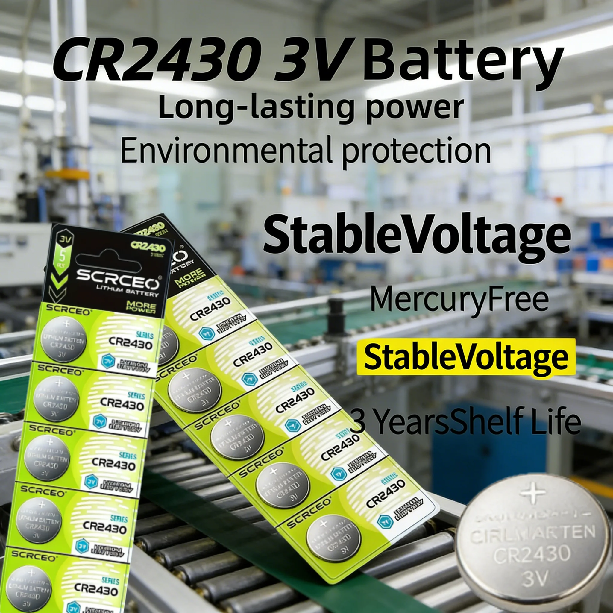 Hot CR2430 3V Button Battery Long-Lasting Leak-Proof Mercury-Free Stable Voltage for Watches Toys Medical Devices Electronics
Hot CR2430 3V Button Battery Long-Lasting Leak-Proof Mercury-Free Stable Voltage for Watches Toys Medical Devices Electronics