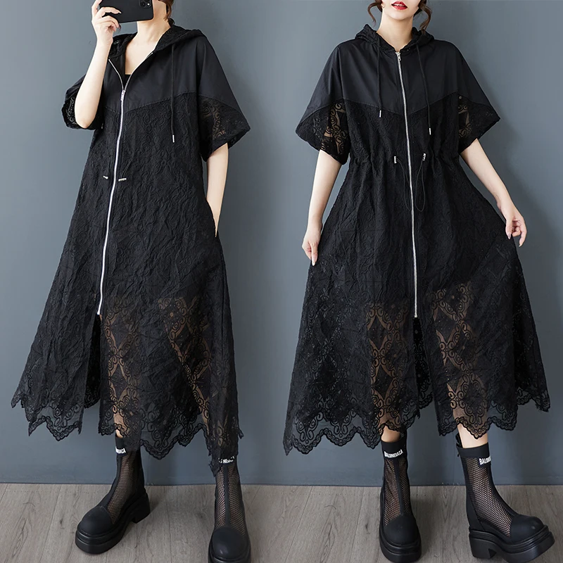Summer New Loose Fashion Hollow out Hook Flower Splicing Hat Versatile Midi Dress Embroidered Polyester Fiber Short Sleeve
Summer New Loose Fashion Hollow out Hook Flower Splicing Hat Versatile Midi Dress Embroidered Polyester Fiber Short Sleeve