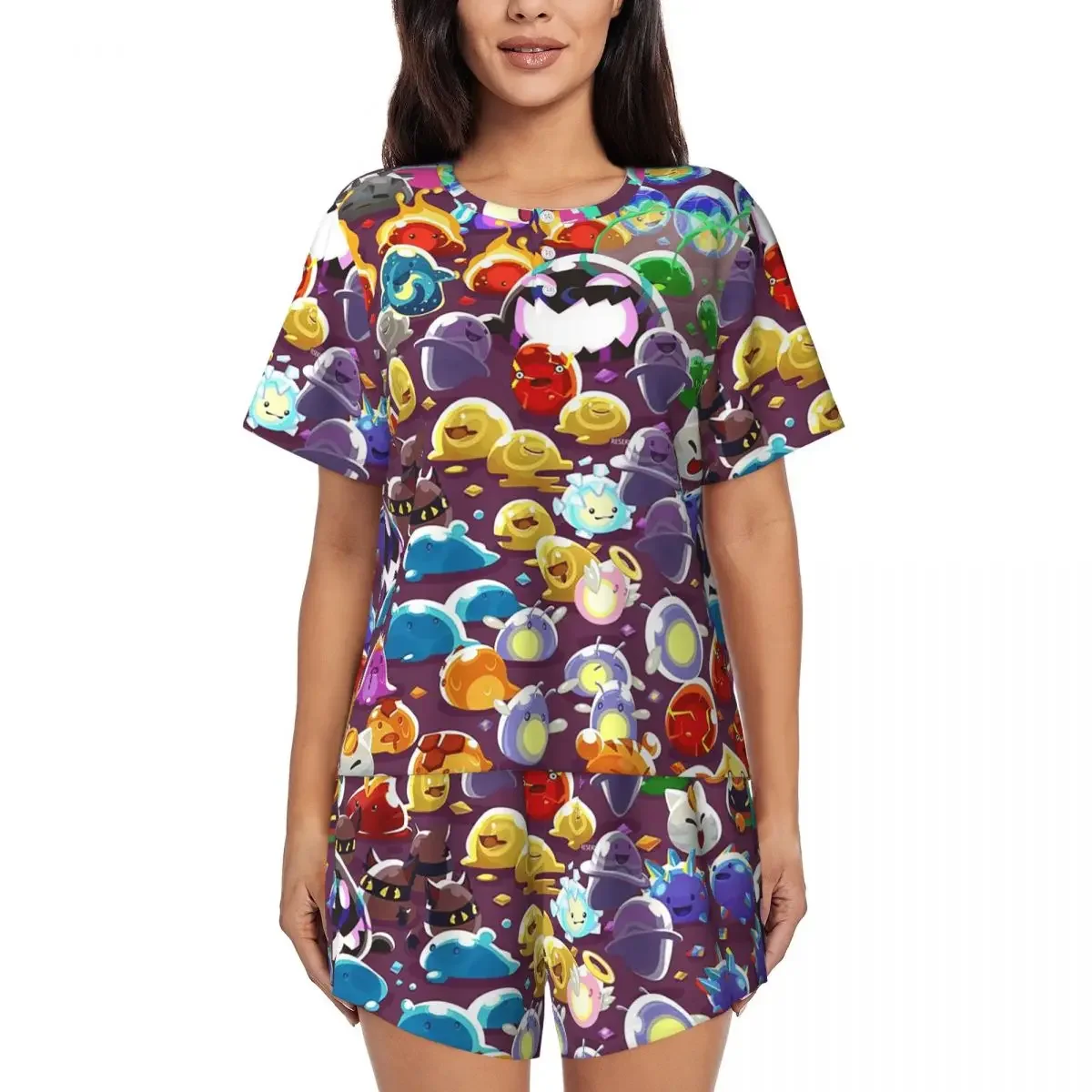 Slime Rancher Cartoon Game Anime Cute Round Neck Short Sleeve Nightgowns for Sleepshirts Women Loose Pajama Set Short Pants
Slime Rancher Cartoon Game Anime Cute Round Neck Short Sleeve Nightgowns for Sleepshirts Women Loose Pajama Set Short Pants