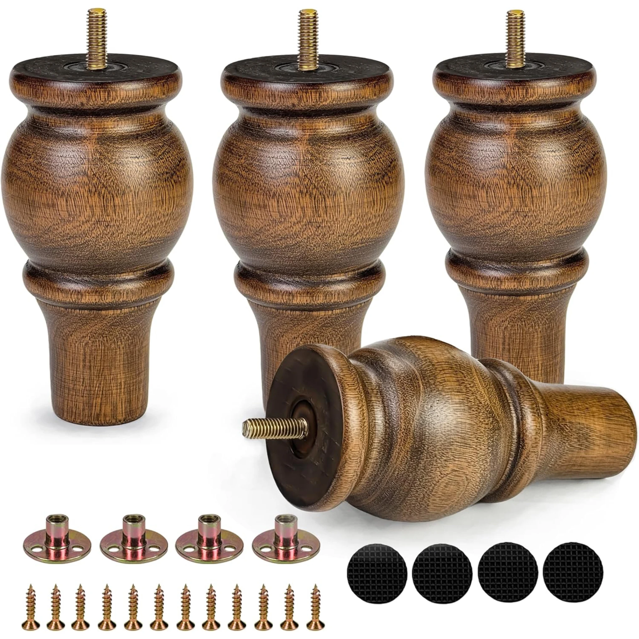 6 Inch Brown Wood Furniture Legs, 4Pcs Feet with Plates & Screws for Sofa, Cabinet, TV Stand, Bed
6 Inch Brown Wood Furniture Legs, 4Pcs Feet with Plates & Screws for Sofa, Cabinet, TV Stand, Bed