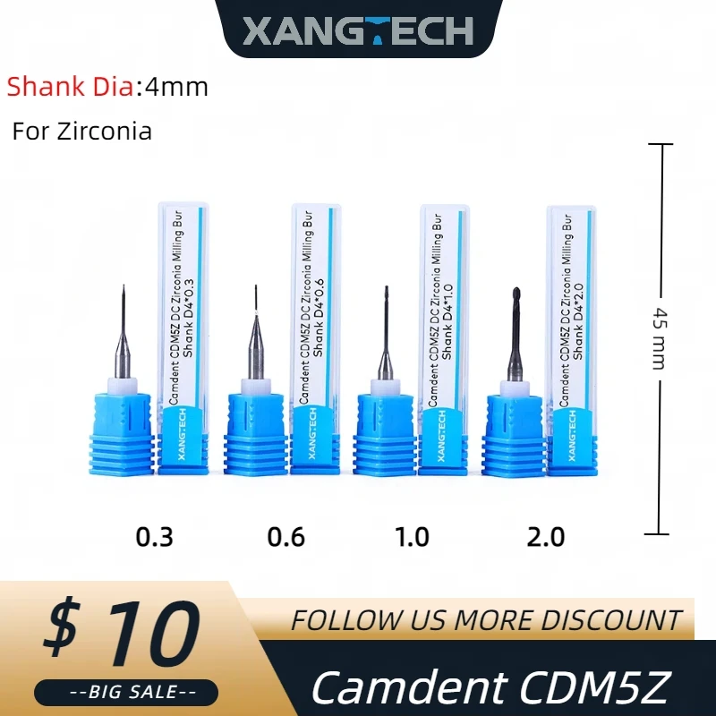 XANGTECH CAMDENT CDM5Z Zirconia Milling Burs for Dental Blocks CAD CAM Dental Milling Cutters Dental Materials
XANGTECH CAMDENT CDM5Z Zirconia Milling Burs for Dental Blocks CAD CAM Dental Milling Cutters Dental Materials
