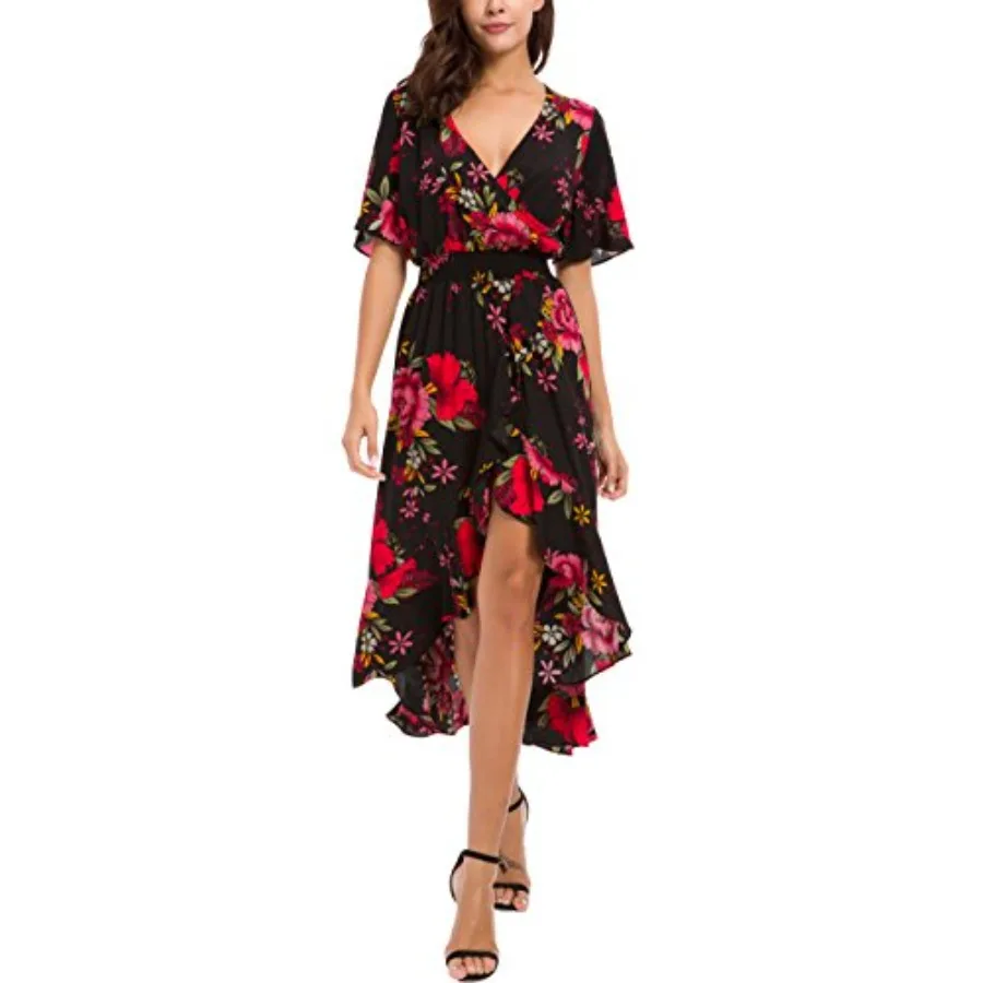 Kormei Womens Short Sleeve Floral Maxi Dress High Low V-Neck Flowy Party Long Dresses
Kormei Womens Short Sleeve Floral Maxi Dress High Low V-Neck Flowy Party Long Dresses