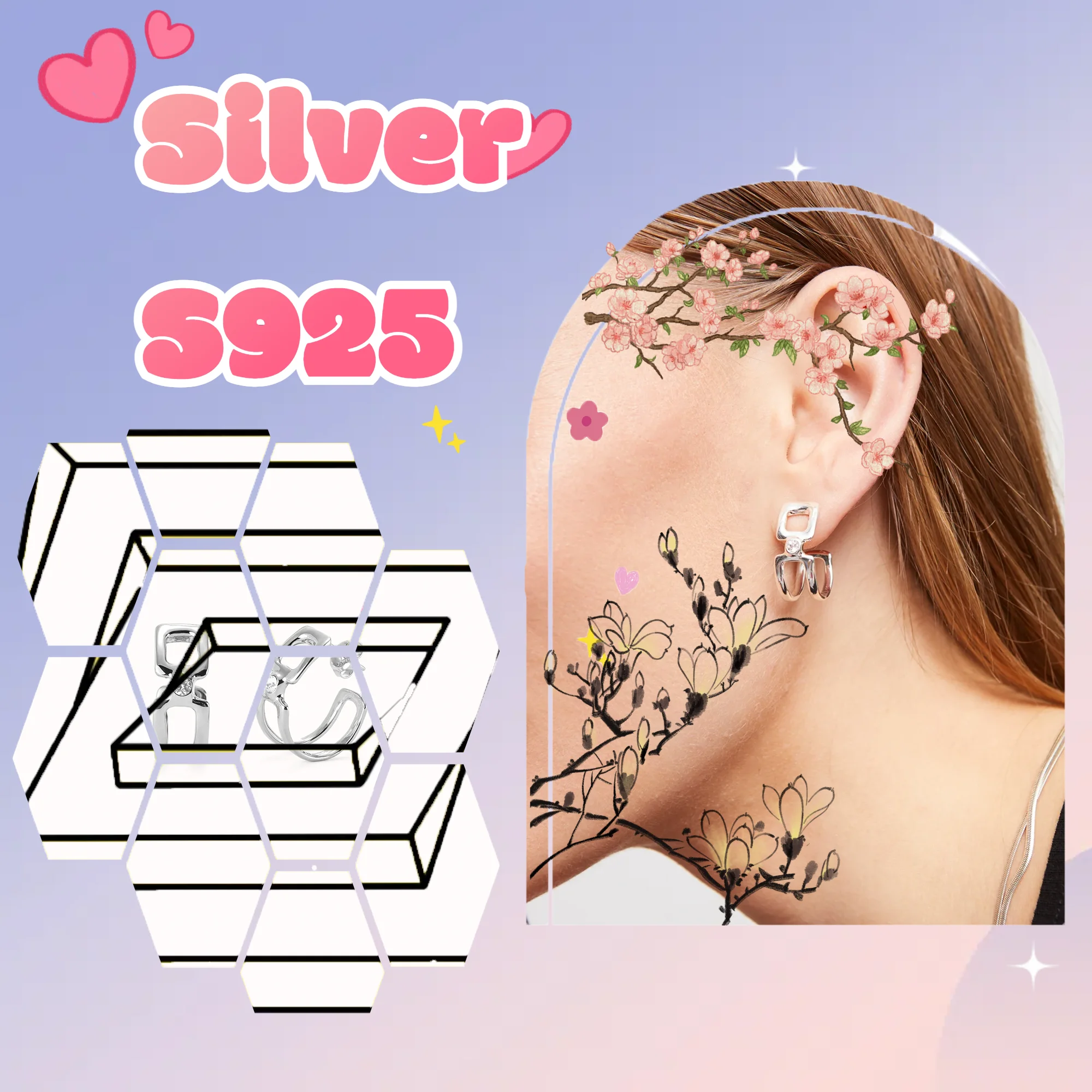 S925 sterling silver no50 women's jewelry, Spanish fashion heart-shaped key lock earrings, luxurious gift for girlfriend
S925 sterling silver no50 women's jewelry, Spanish fashion heart-shaped key lock earrings, luxurious gift for girlfriend