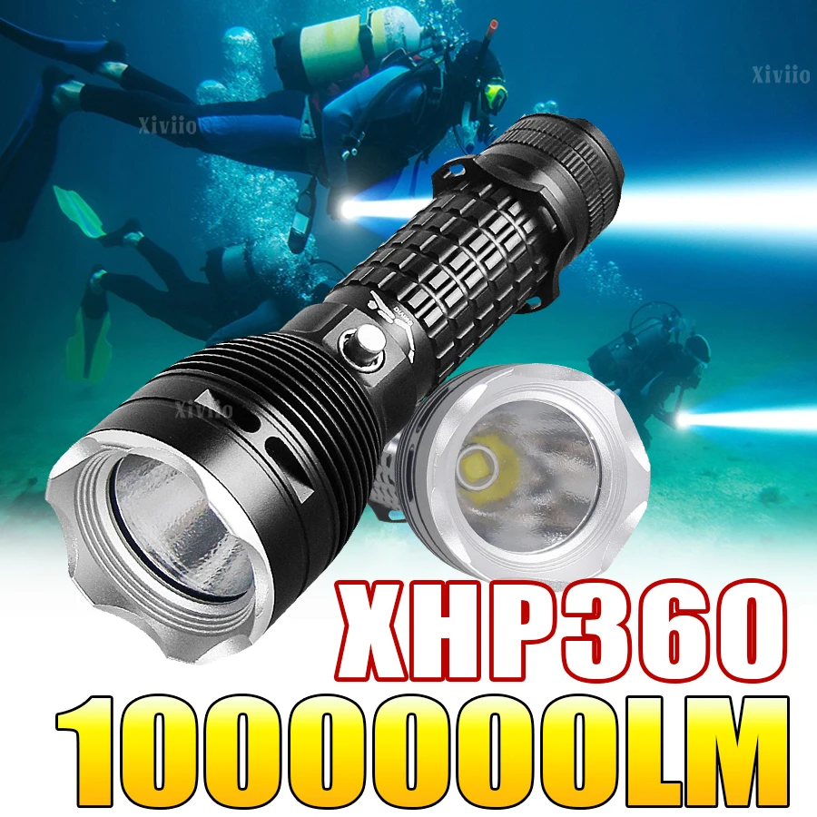 1000000LM Professional Diving Flashlight XHP360 Super Bright Underwater Lamp Scuba Diving Torch IPX8 High Power LED Flashlights
1000000LM Professional Diving Flashlight XHP360 Super Bright Underwater Lamp Scuba Diving Torch IPX8 High Power LED Flashlights