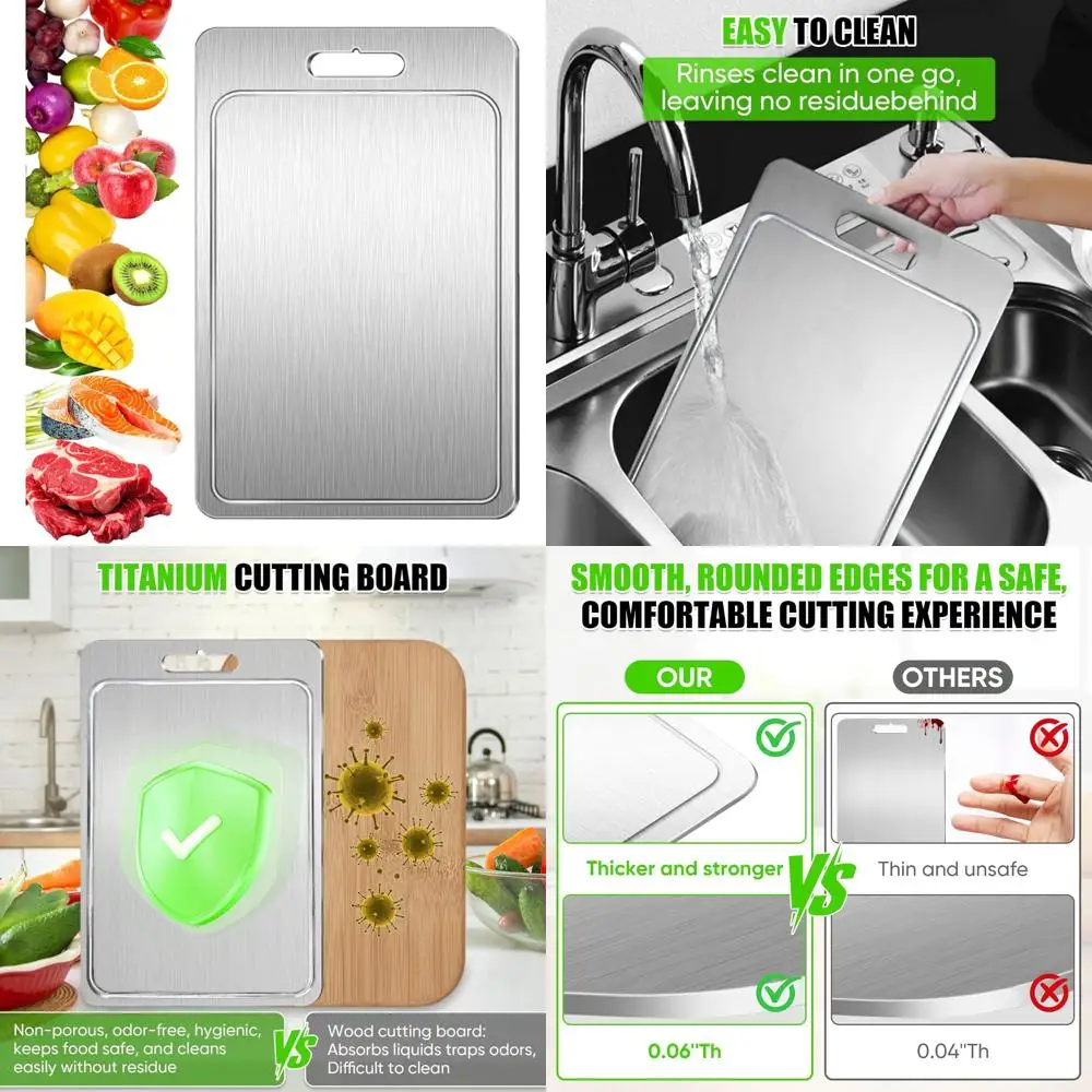 Двусторонняя металлическая разделочная доска с канавкой для сока — прочная кухонная разделочная поверхность для мяса, овощей и многого другого