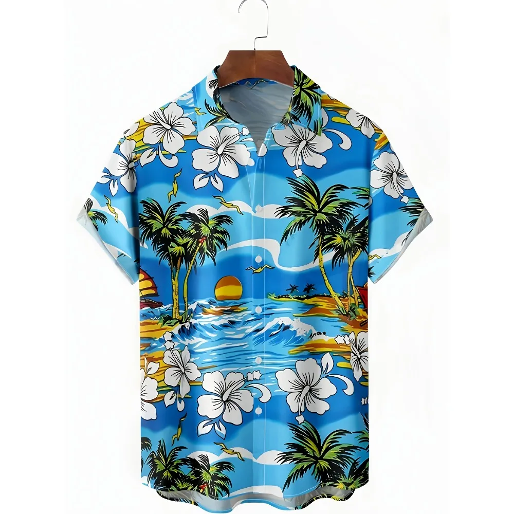 Men's Hawaiian Floral Print Short Sleeve Casual Shirt, Polyester Lapel Collar Button Up Summer Shirt
Men's Hawaiian Floral Print Short Sleeve Casual Shirt, Polyester Lapel Collar Button Up Summer Shirt