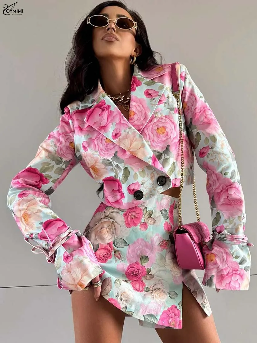 Oymimi Fashion Pink Print 2 Pieces Set For Woman Elegant Long Sleeve Button Crop Shirts And High Waist Side Slit Mini Skirts Set
Oymimi Fashion Pink Print 2 Pieces Set For Woman Elegant Long Sleeve Button Crop Shirts And High Waist Side Slit Mini Skirts Set