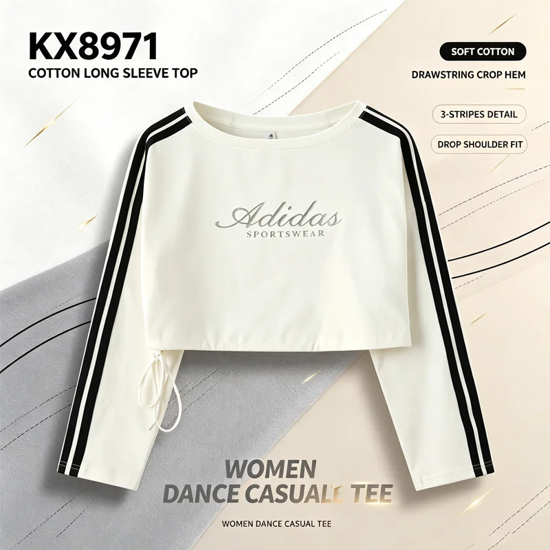 Women adidas KX8971 Cream 3-Stripes Drawstring Crop Long Sleeve Tee Soft Casual Y2K Street Sport Daily Outfit Top Wear
Women adidas KX8971 Cream 3-Stripes Drawstring Crop Long Sleeve Tee Soft Casual Y2K Street Sport Daily Outfit Top Wear