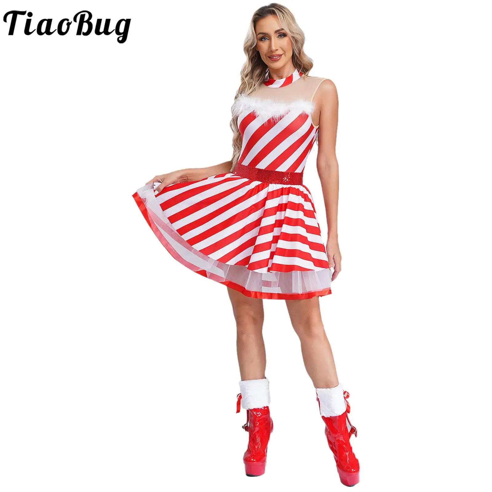 Women Adults Christmas Tutu Dress Candy Cane Striped Figure Skating Ballet Show Costume Xmas Dance Leotards Fancy Dress Up
Women Adults Christmas Tutu Dress Candy Cane Striped Figure Skating Ballet Show Costume Xmas Dance Leotards Fancy Dress Up