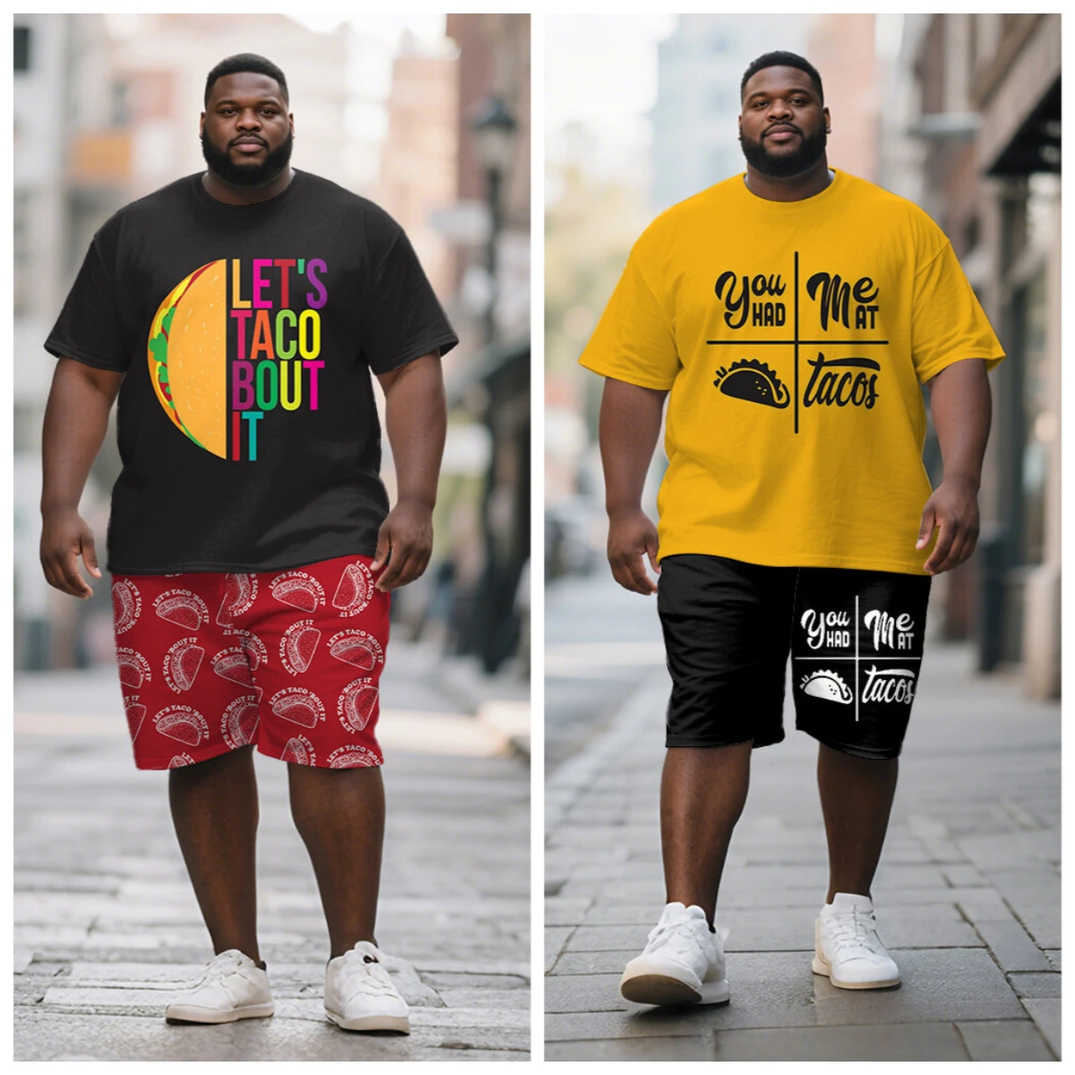 S-9XL Big & Tall Taco Food Letter Print Tee & Shorts 2Pcs Casual Outfit
S-9XL Big & Tall Taco Food Letter Print Tee & Shorts 2Pcs Casual Outfit