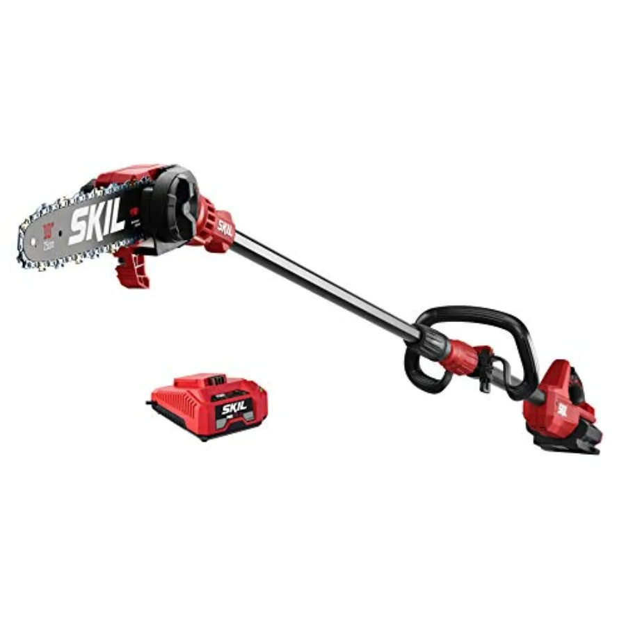 Pole saw for outdoor use, aluminum telescoping shaft, black and gray, over 9ft reach with angled head and brushless motor
Pole saw for outdoor use, aluminum telescoping shaft, black and gray, over 9ft reach with angled head and brushless motor