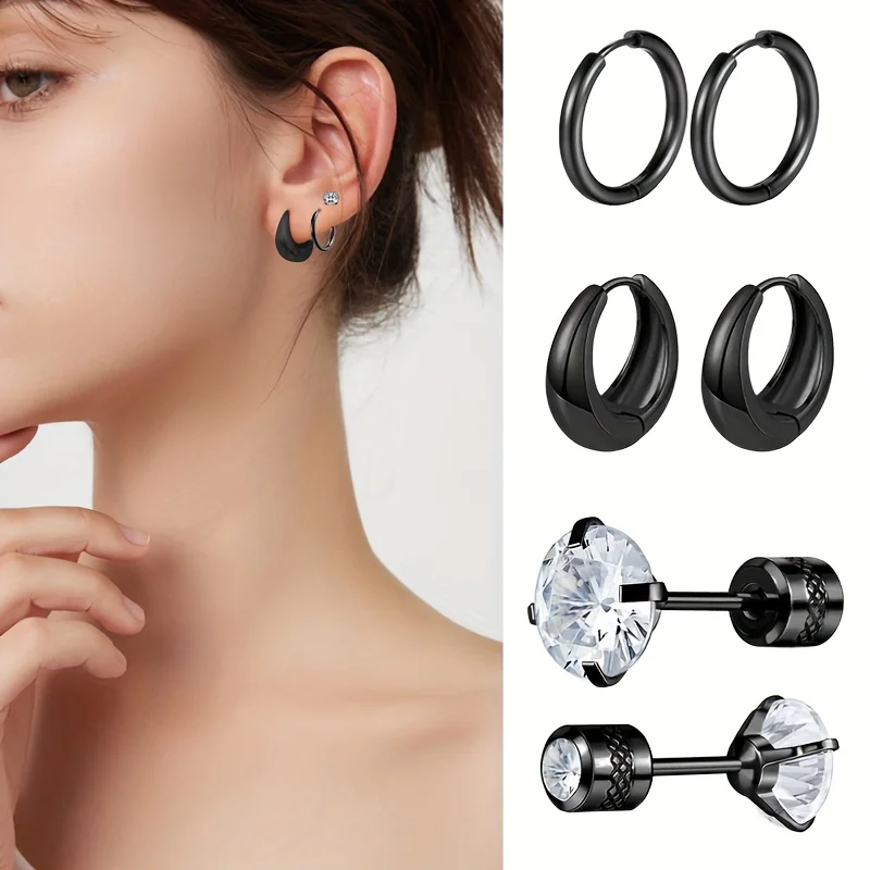 6pcs Hyposensitization Stainless Steel Cubic Zirconia Black Stud Earrings Set For Men Women
6pcs Hyposensitization Stainless Steel Cubic Zirconia Black Stud Earrings Set For Men Women