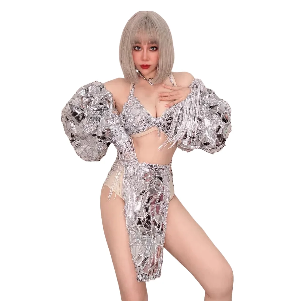 Broken Silver DJ Party Female Singer Gogo Stretch Slim PU Mirror Imitation Bikini Performance Stage Costume Female
Broken Silver DJ Party Female Singer Gogo Stretch Slim PU Mirror Imitation Bikini Performance Stage Costume Female