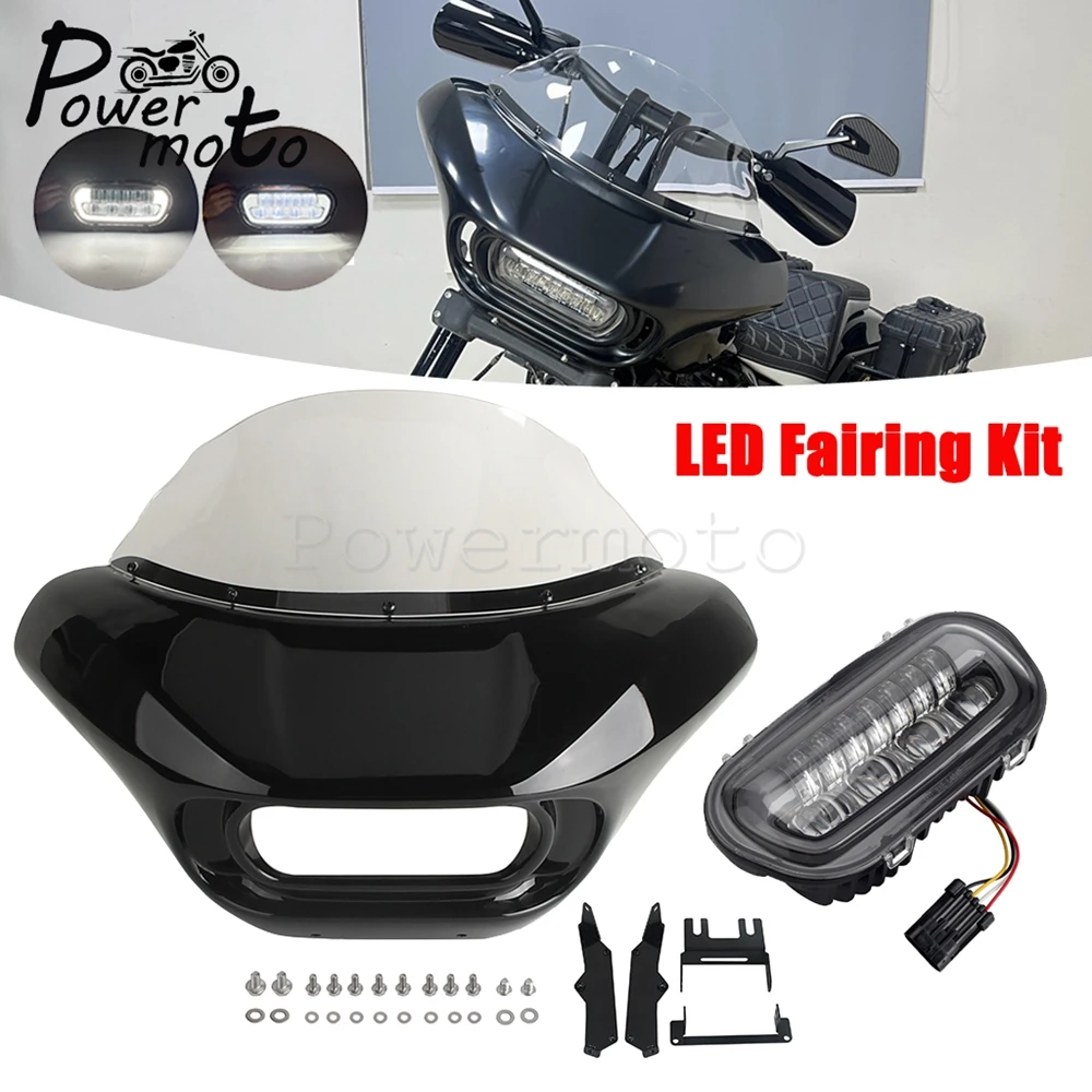 Motorcycle Batwing Fairing Windshield Cover W/ Hi/Lo Beam LED Headlight Aseembly For Harley Softail Fat Bob FXFB FXFBS 2018-2024
Motorcycle Batwing Fairing Windshield Cover W/ Hi/Lo Beam LED Headlight Aseembly For Harley Softail Fat Bob FXFB FXFBS 2018-2024