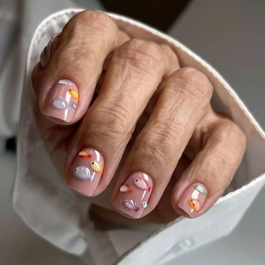 24pcs Ins Simple False Nails Goldfish Pattern Square Fake Nail Wearable Detachable Simple Nude Pink Press On Nails Manicure Set
24pcs Ins Simple False Nails Goldfish Pattern Square Fake Nail Wearable Detachable Simple Nude Pink Press On Nails Manicure Set