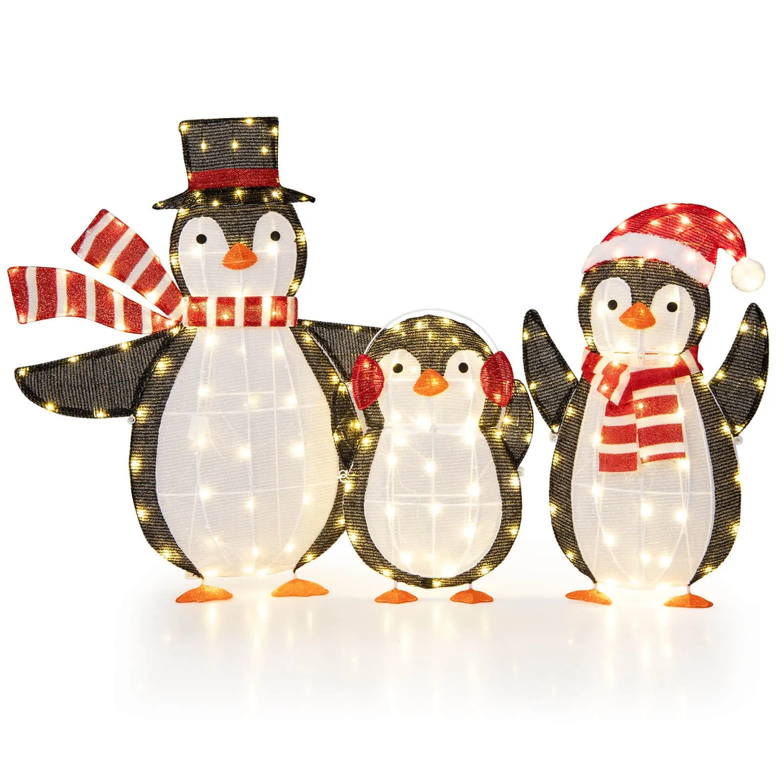 3 PCS Lighted Penguin Family with 194 LED Lights Zip Ties & Ground Stakes
3 PCS Lighted Penguin Family with 194 LED Lights Zip Ties & Ground Stakes