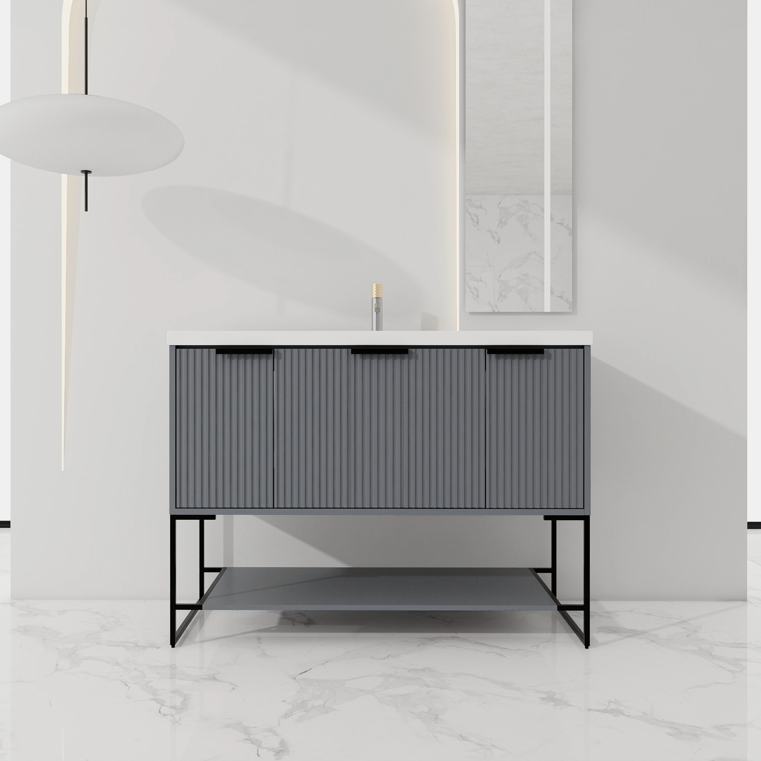 Stylish 48 Inch Freestanding Bathroom Vanity with Rectangular Resin Basin and Ample Storage Space
Stylish 48 Inch Freestanding Bathroom Vanity with Rectangular Resin Basin and Ample Storage Space