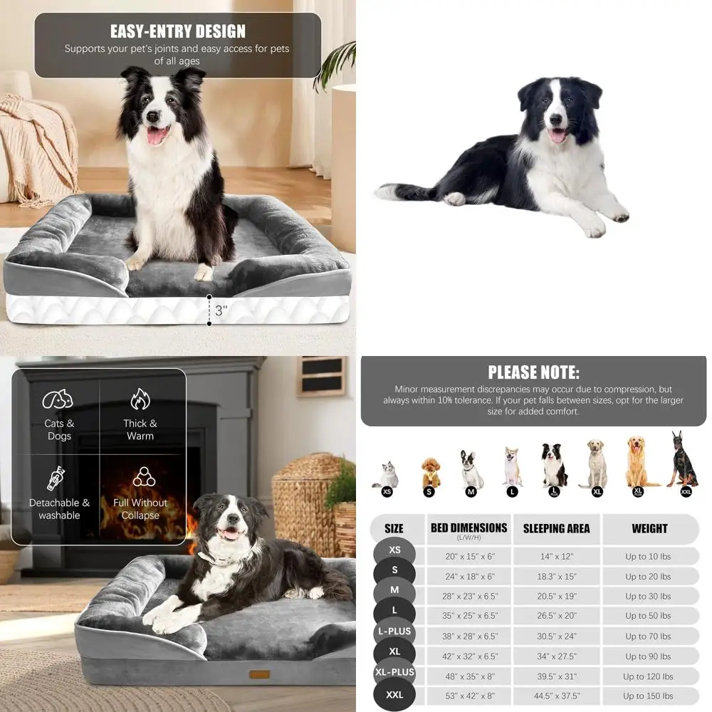 Большая ортопедическая лежанка для собак с бортиками, поддерживающая лежанка-софа для собак, моющийся чехол, водонепроницаемая подкладка, нескользящее основание, серый цвет - L-Pl
Большая ортопедическая лежанка для собак с бортиками, поддерживающая лежанка-софа для собак, моющийся чехол, водонепроницаемая подкладка, нескользящее основание, серый цвет - L-Pl