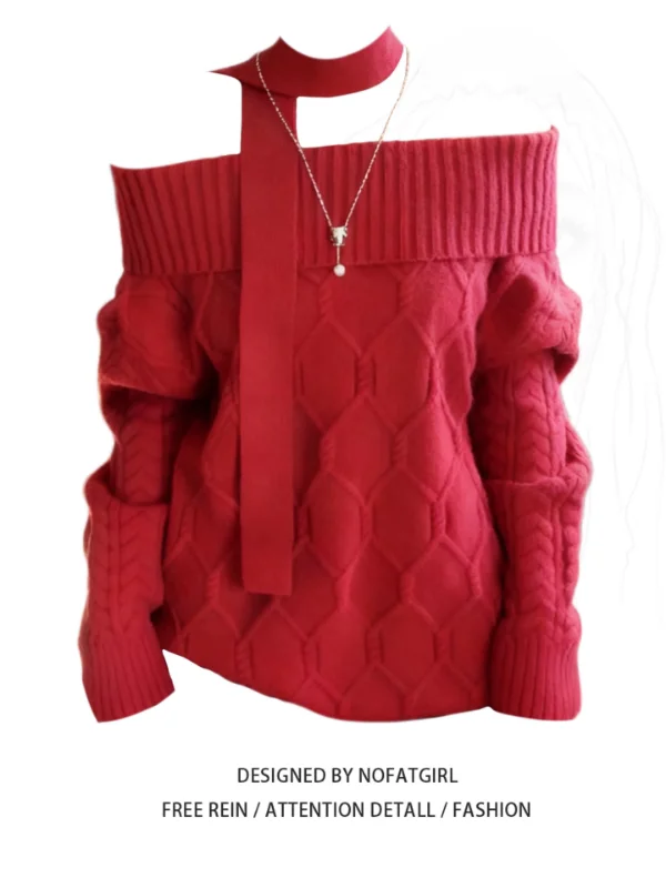 plus Size Cisas Aosphere Red oulder Bared Knitted Sweater Women's Autumn Winter New Lazy Top Korean Sle Loose Fit
plus Size Cisas Aosphere Red oulder Bared Knitted Sweater Women's Autumn Winter New Lazy Top Korean Sle Loose Fit