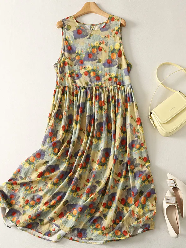 Summer Floral Print Maxi Dress Women's plus Size Overhead Vest Long Dress Artistic Style Loose Fit High Waist Printed Gown
Summer Floral Print Maxi Dress Women's plus Size Overhead Vest Long Dress Artistic Style Loose Fit High Waist Printed Gown