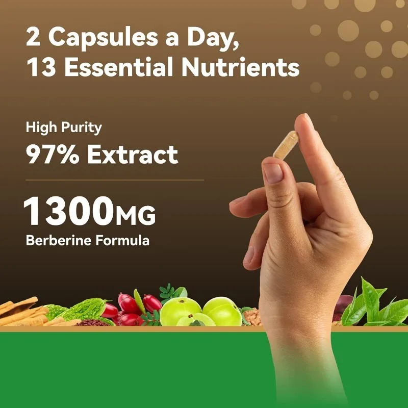 Berberine Contains Green Tea Extract, Resveratrol, Red Yeast Rice, And Coenzyme Q10 In 60 Capsules, Non Gmo
Berberine Contains Green Tea Extract, Resveratrol, Red Yeast Rice, And Coenzyme Q10 In 60 Capsules, Non Gmo