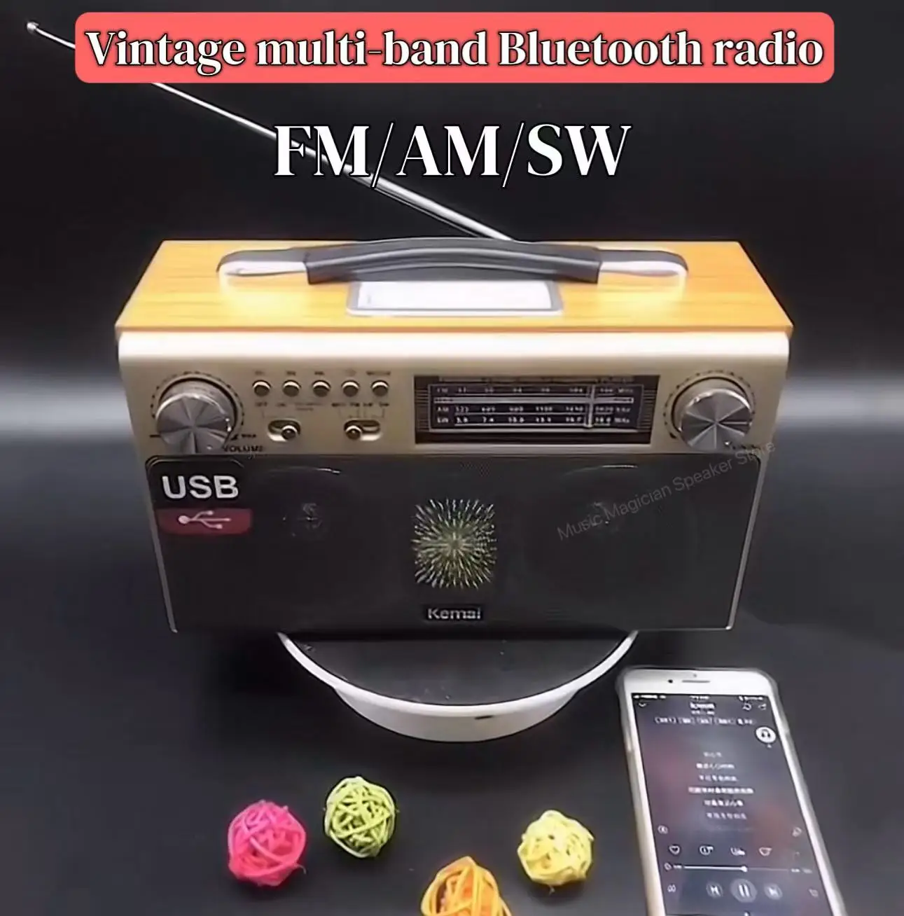 MD-1702BT Portable Wireless Bluetooth Speaker Hifi Sound Quality Rechargeable with Color Lights Desktop Retro Wooden Radio AUX
MD-1702BT Portable Wireless Bluetooth Speaker Hifi Sound Quality Rechargeable with Color Lights Desktop Retro Wooden Radio AUX
