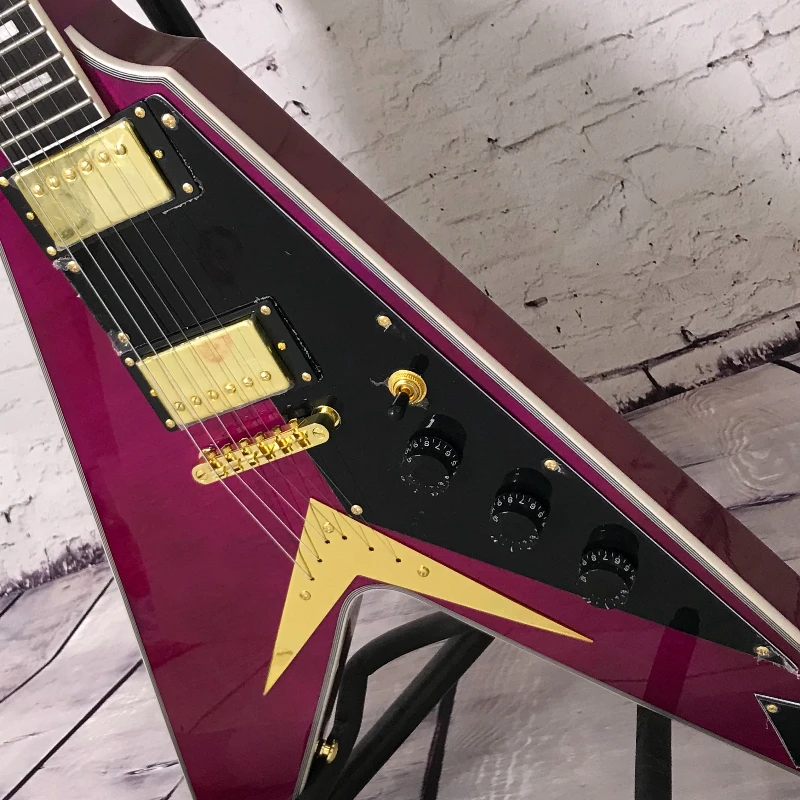 Transparent Purple Colour V Shape Electric Guitar Gold Hardware Free Shipping
Transparent Purple Colour V Shape Electric Guitar Gold Hardware Free Shipping