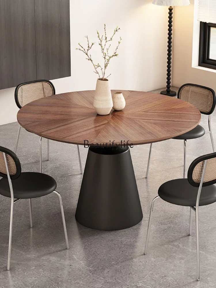 Minimalist North American Black Walnut Patchwork round Dining Table Retro Style Solid Wood Round Table
Minimalist North American Black Walnut Patchwork round Dining Table Retro Style Solid Wood Round Table