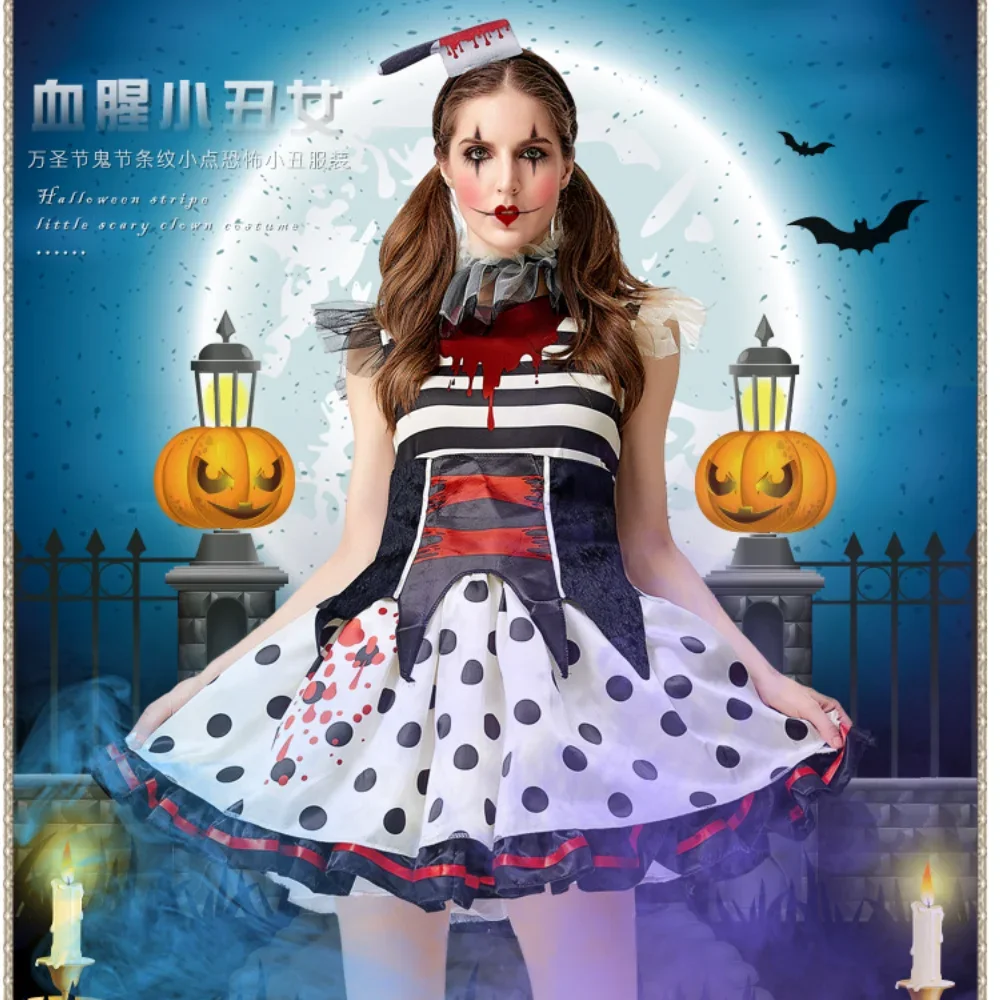 Halloween Clown Dress Adult Circus Striped Dress Horror Clown Cosplay Costume Carnival Party Fancy Dress Up Women Clothes
Halloween Clown Dress Adult Circus Striped Dress Horror Clown Cosplay Costume Carnival Party Fancy Dress Up Women Clothes