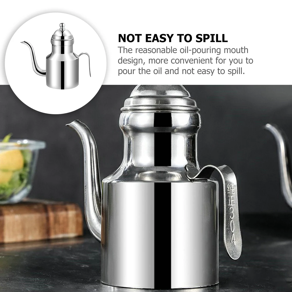 Stainless Steel Pot 18oz Long Spout Grease Container Kitchen Olive Bottle Cooking Oil Storage Waste Oil Jug Sauce Pan
Stainless Steel Pot 18oz Long Spout Grease Container Kitchen Olive Bottle Cooking Oil Storage Waste Oil Jug Sauce Pan