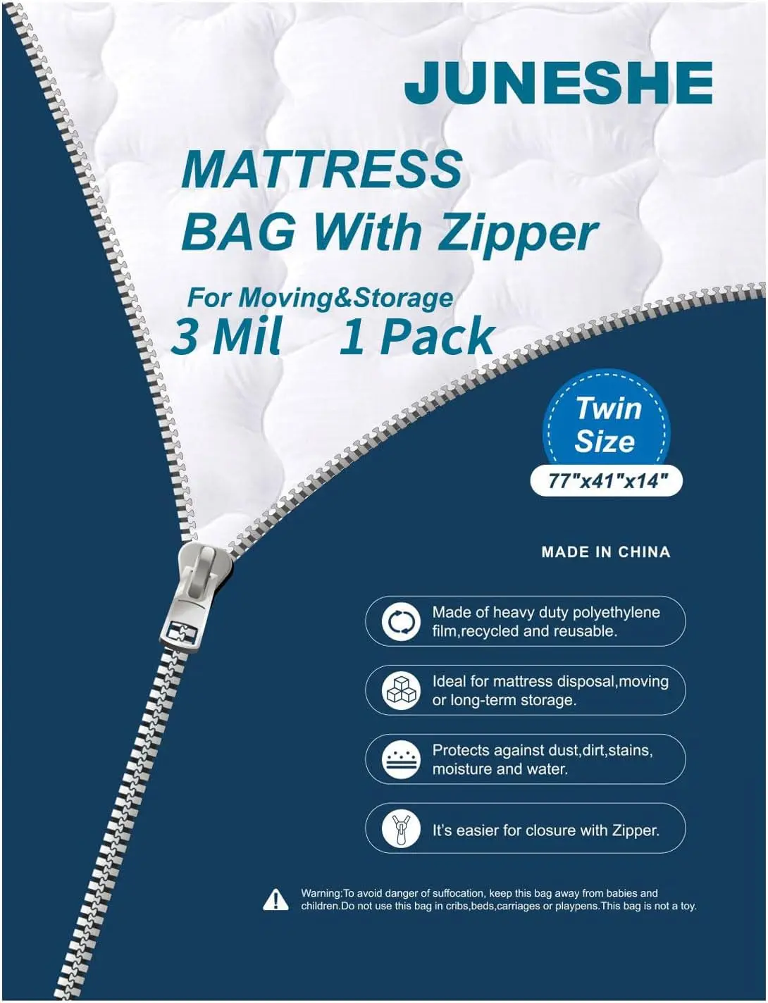 Twin Mattr Bags Cover For Moving And Storage-3 Mil Zipper Plastic Waterproof Wrap Protector Reusable Storage Bag
Twin Mattr Bags Cover For Moving And Storage-3 Mil Zipper Plastic Waterproof Wrap Protector Reusable Storage Bag