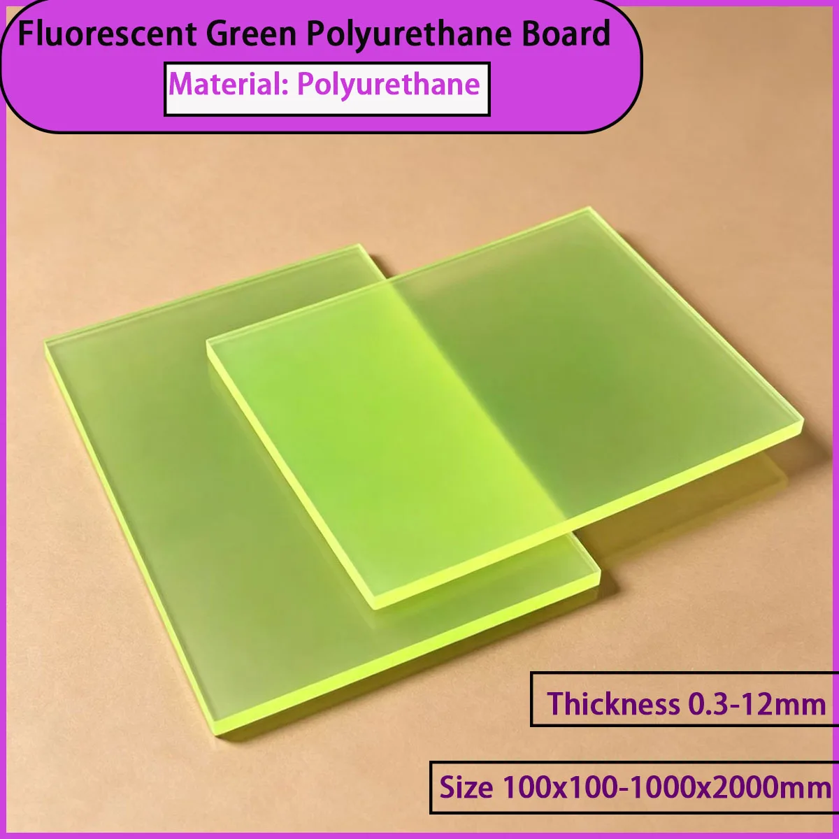 0.3-12mm thick fluorescent green polyurethane board suitable for warning signs, protection, etc
0.3-12mm thick fluorescent green polyurethane board suitable for warning signs, protection, etc