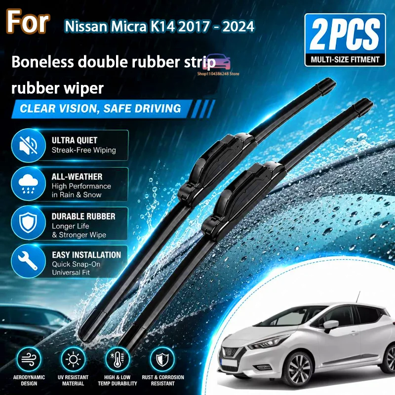 Front Wiper Blades Set For Nissan Micra K14 2017 - 2024 Windshield Windscreen Window Brushes 26"+14" Modification Parts
Front Wiper Blades Set For Nissan Micra K14 2017 - 2024 Windshield Windscreen Window Brushes 26"+14" Modification Parts