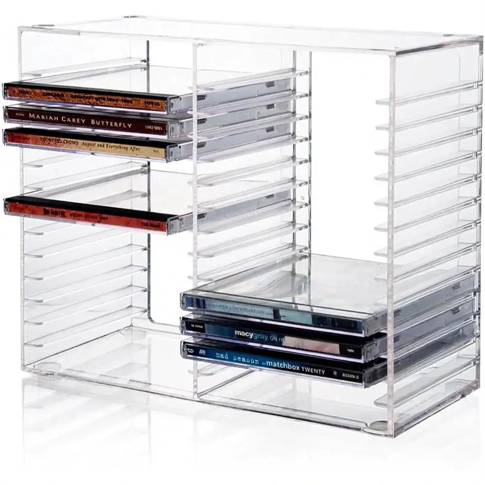 Stackable Clear Plastic CD Organizer with Rubber Feet for Home Theater, Holds 30 CD Cases, Made in USA
Stackable Clear Plastic CD Organizer with Rubber Feet for Home Theater, Holds 30 CD Cases, Made in USA