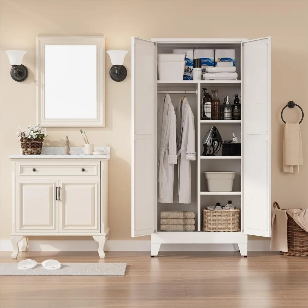 Metal Armoire Wardrobe Closet with Hanging Rod,71'' Metal Wardrobe Cabinet with 2 Doors and 4 Adjustable Shelves, Customized
Metal Armoire Wardrobe Closet with Hanging Rod,71'' Metal Wardrobe Cabinet with 2 Doors and 4 Adjustable Shelves, Customized