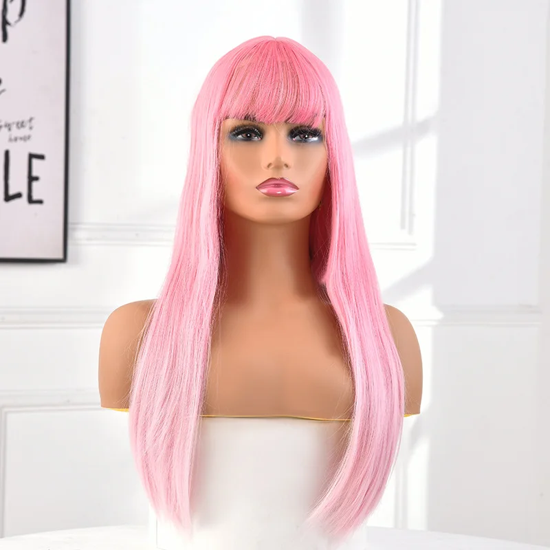Pink wig cover, women's high-temperature silk, pink long straight hair, European and American wig head cover lolita wig
Pink wig cover, women's high-temperature silk, pink long straight hair, European and American wig head cover lolita wig