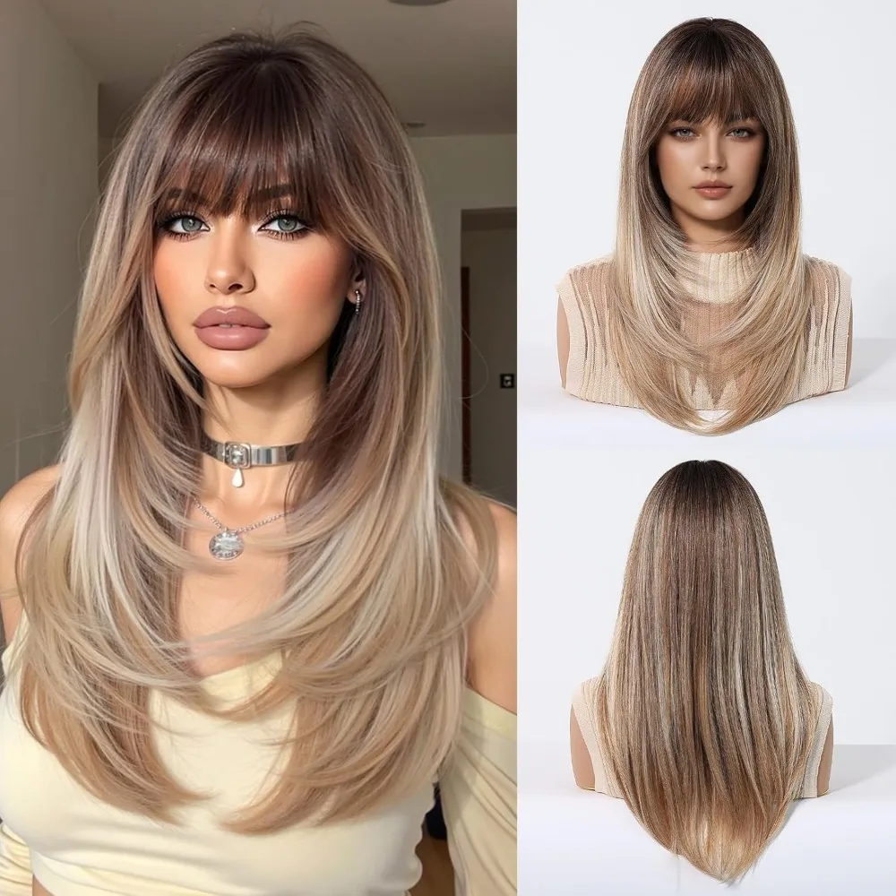 Long Layered Blonde Wigs for Women Synthetic Hair Wig with Bangs Natural Wavy Heat Resistant Wigs for Daily Party Use
Long Layered Blonde Wigs for Women Synthetic Hair Wig with Bangs Natural Wavy Heat Resistant Wigs for Daily Party Use