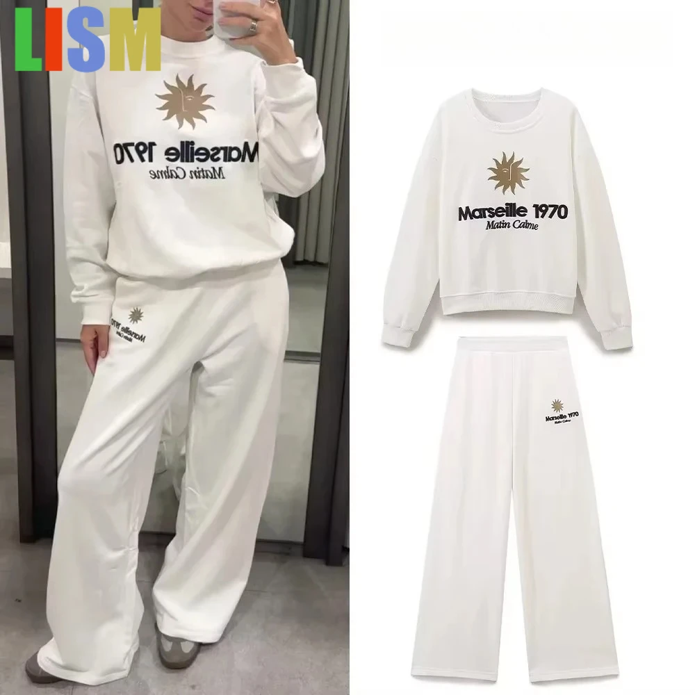 LISM winter woman outfit tracksuit Embroidery Women's White Sweater Set Trouser Suits Ensemble Sweater + Elastic Waistband Pants 
LISM winter woman outfit tracksuit Embroidery Women's White Sweater Set Trouser Suits Ensemble Sweater + Elastic Waistband Pants