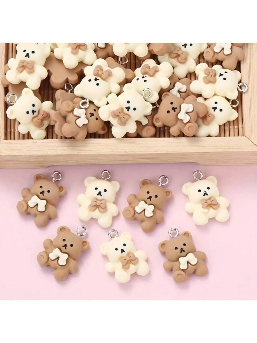 10pcs Resin Cartoon Bear Charms With Bowknot For Jewelry Making Earrings Bracelets Necklaces Keychains
10pcs Resin Cartoon Bear Charms With Bowknot For Jewelry Making Earrings Bracelets Necklaces Keychains