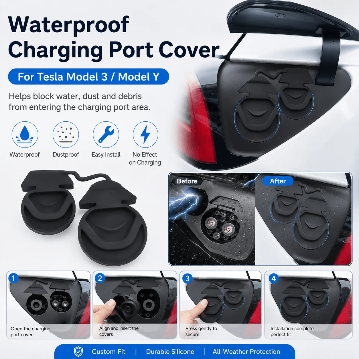 For Tesla Model Y Model 3 2021-2026 Car Charging Port Cover Silicone Waterproof Dustproof Plug Cap Protective Accessories
For Tesla Model Y Model 3 2021-2026 Car Charging Port Cover Silicone Waterproof Dustproof Plug Cap Protective Accessories