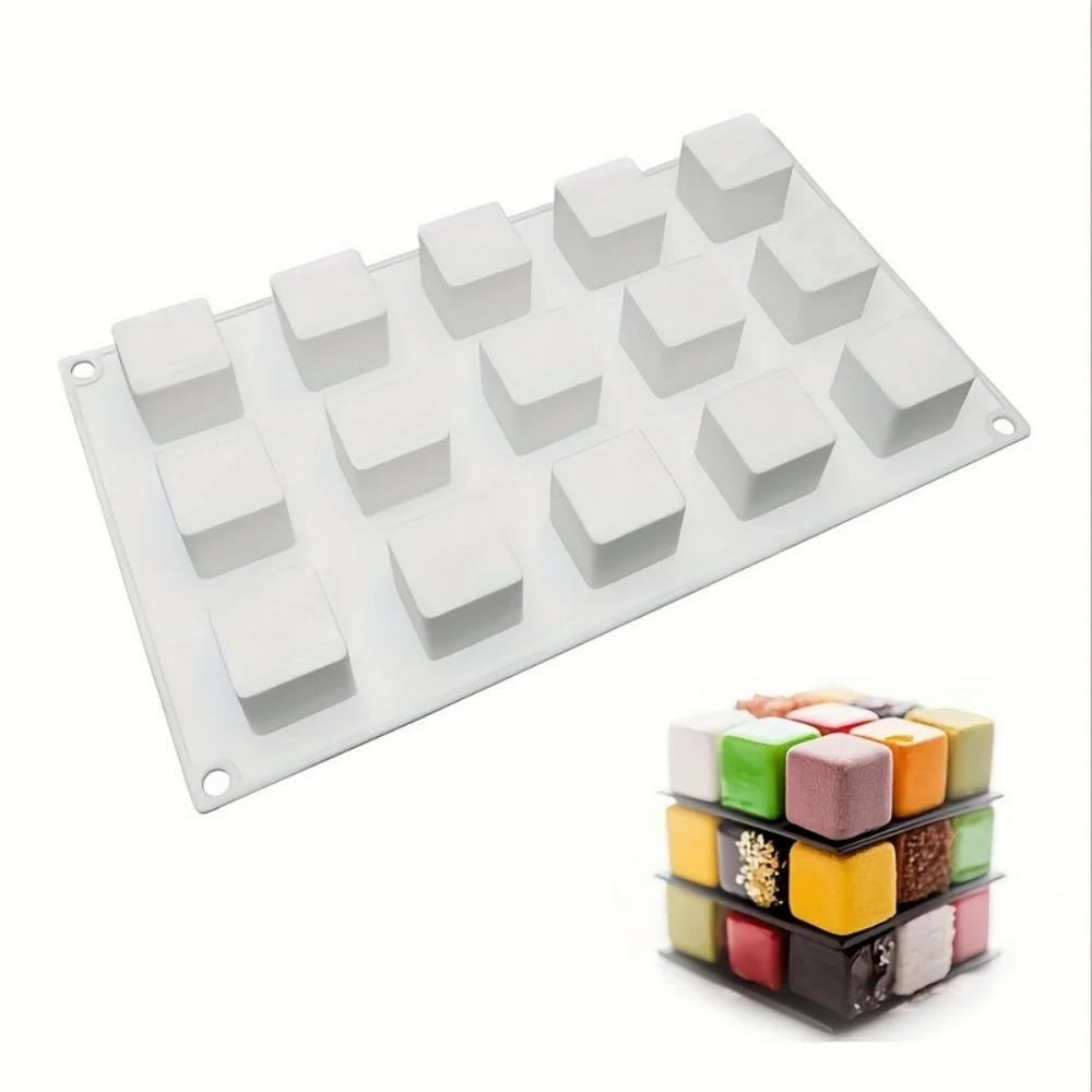 15-hole Magic Cube Silicone Hairpin Cake Mold, 3D Non-stick Baking Mold, French Dessert Cake, Chocolate, Soap, Ice Cream
15-hole Magic Cube Silicone Hairpin Cake Mold, 3D Non-stick Baking Mold, French Dessert Cake, Chocolate, Soap, Ice Cream