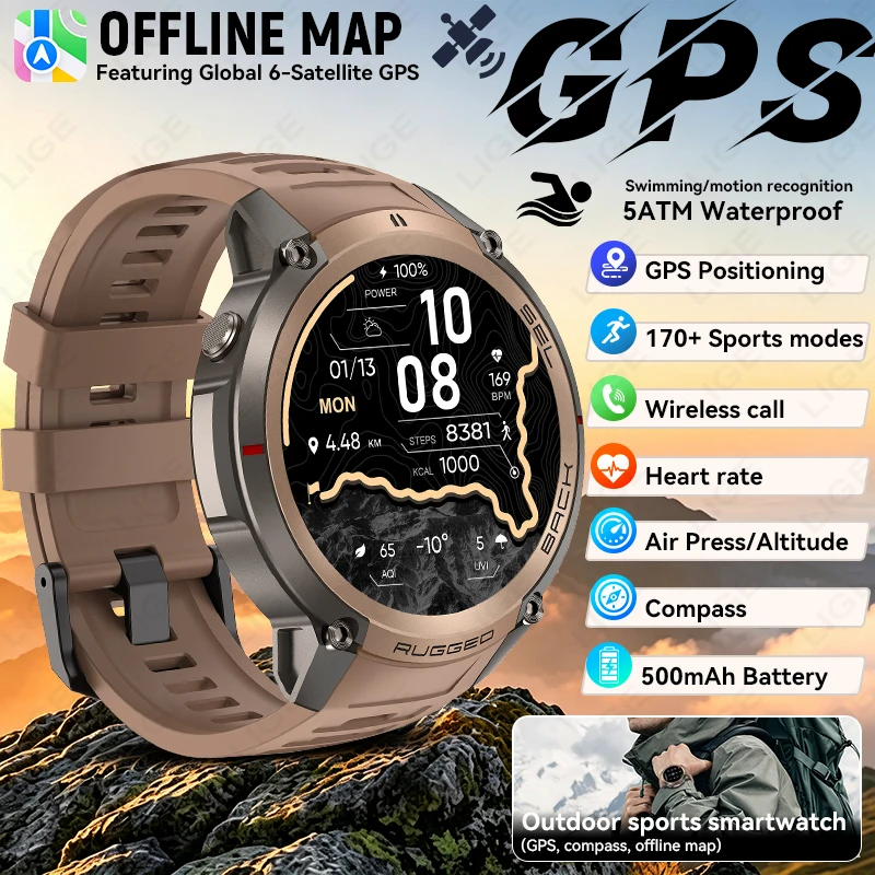 LIGE Military Route Navigation Smart Watch Built-in GPS Offline Map Compass Altimeter 5ATM IP69K Waterproof AMOLED Call Watches
LIGE Military Route Navigation Smart Watch Built-in GPS Offline Map Compass Altimeter 5ATM IP69K Waterproof AMOLED Call Watches