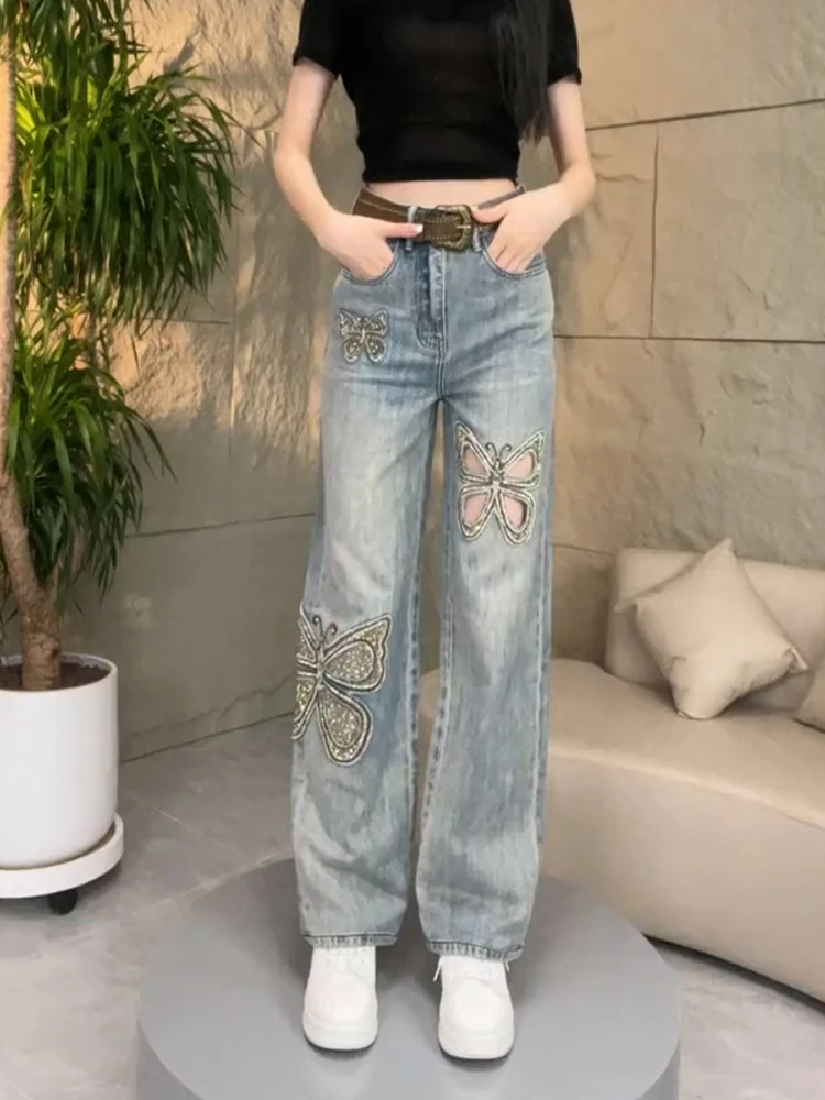 Summer Thin Hole Embroidered Women's Jeans High Waist Long Pants Diamond Studded Loose Straight Leg Trousers Floor-Length
Summer Thin Hole Embroidered Women's Jeans High Waist Long Pants Diamond Studded Loose Straight Leg Trousers Floor-Length