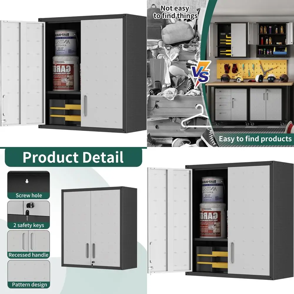 Secure Wall-Mounted Tool Cabinet with Adjustable Shelves for Garage, Workshop, and Storage Solutions
Secure Wall-Mounted Tool Cabinet with Adjustable Shelves for Garage, Workshop, and Storage Solutions