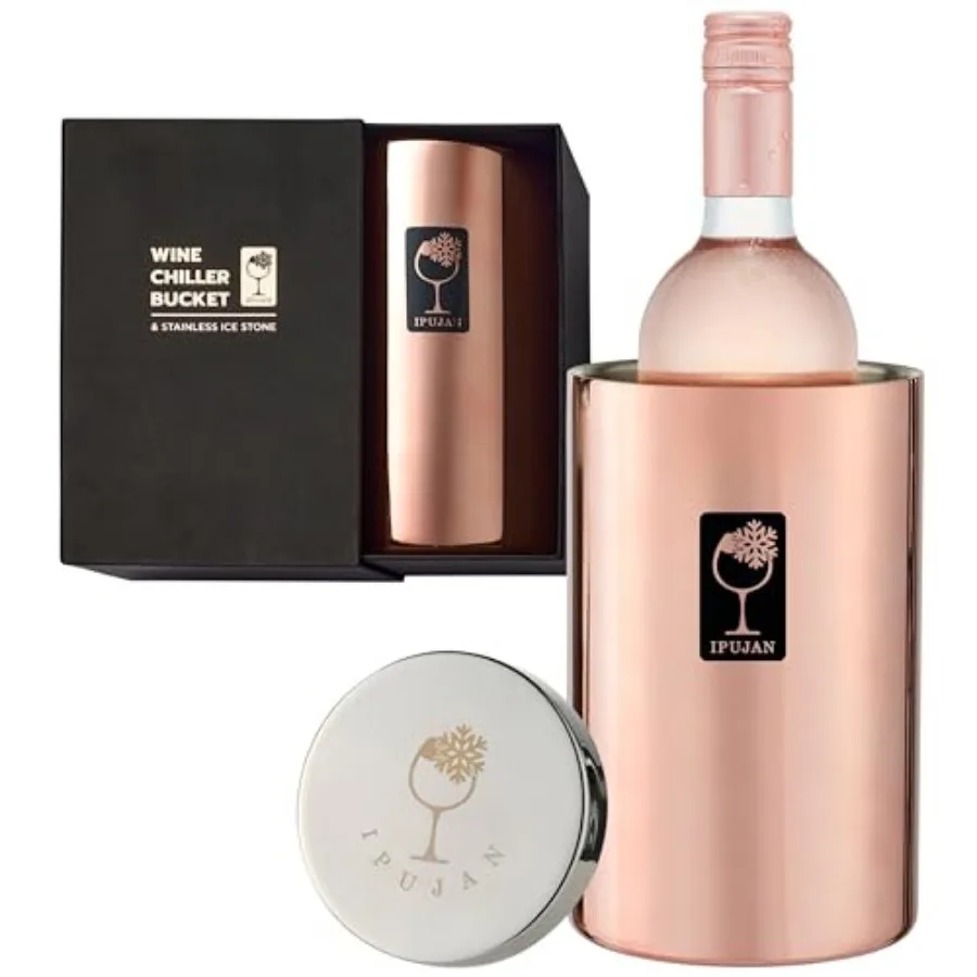 Wine Chiller Bucket with Stainless Ice Stone - Wine Gifts Set of 750ml wine ice bucket cool up to 5 hours - Insulated double wa
Wine Chiller Bucket with Stainless Ice Stone - Wine Gifts Set of 750ml wine ice bucket cool up to 5 hours - Insulated double wa