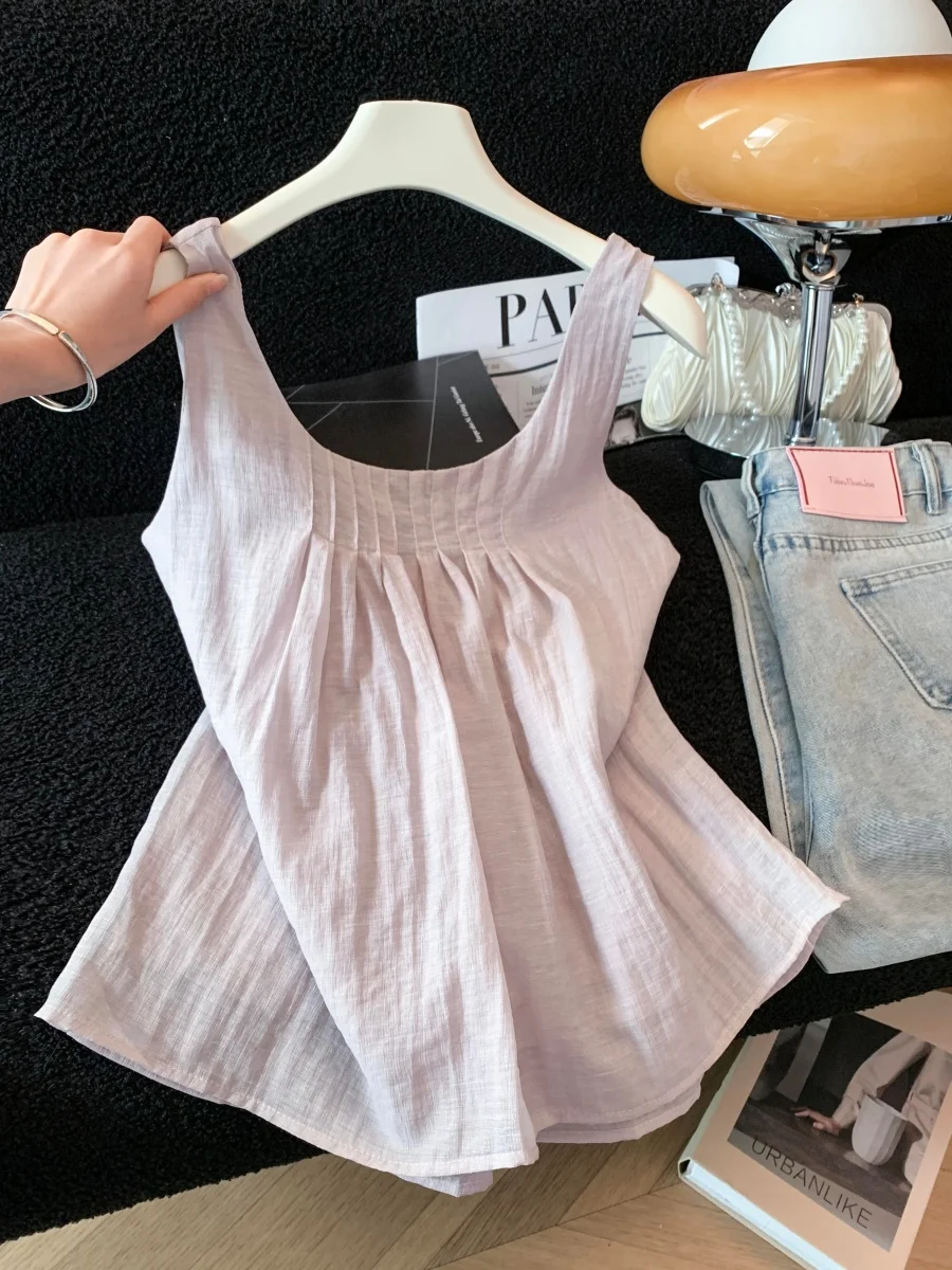 Pink Knot Strap Vest Women's Summer New Outwear Design Sense Pleated Sleeveless Small Shirt Top CJ Style Versatile
Pink Knot Strap Vest Women's Summer New Outwear Design Sense Pleated Sleeveless Small Shirt Top CJ Style Versatile