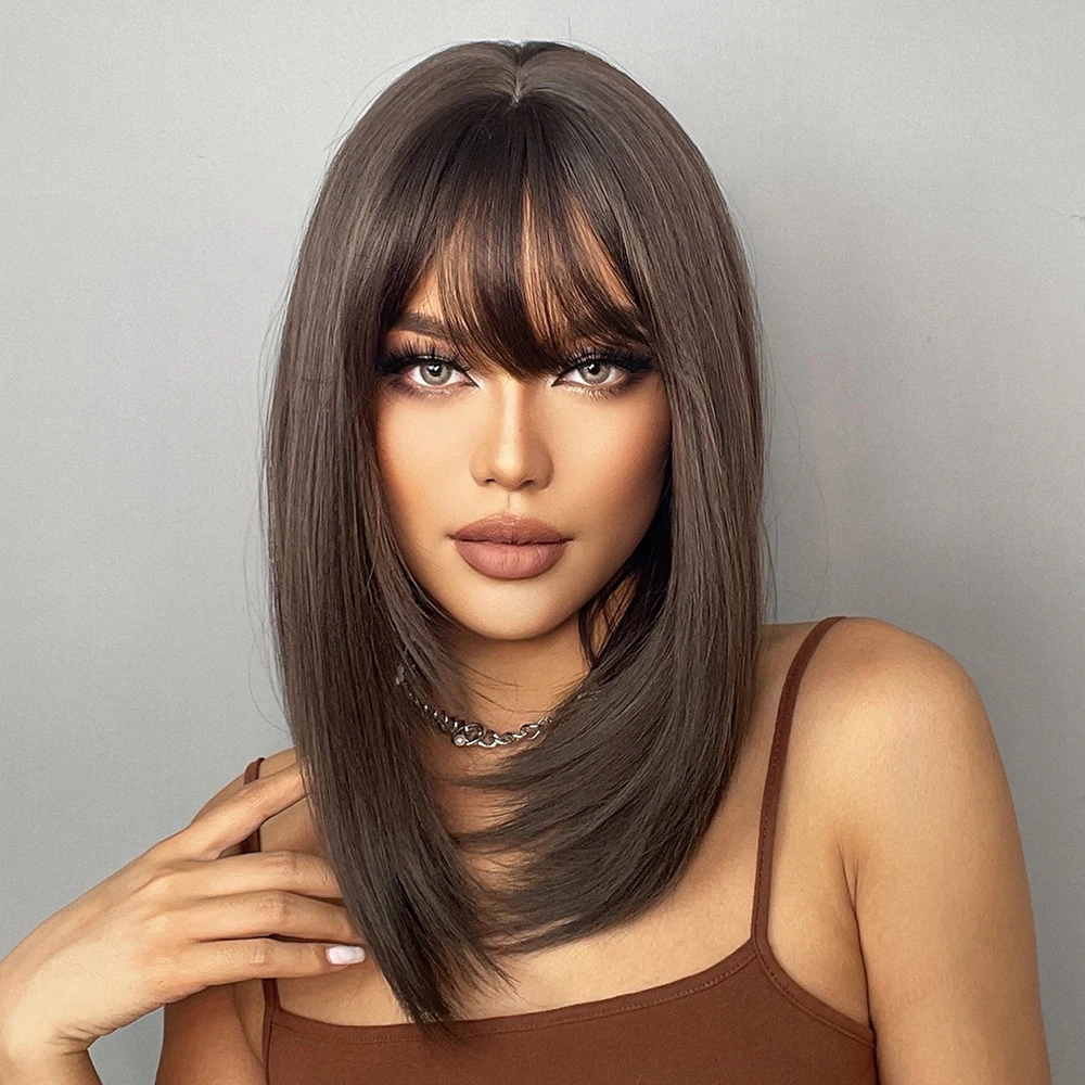 Dark Brown BoBo Synthetic Wig with Bangs Shoulder Length Straight Wig for Women Cosplay Daily Hair Wig Heat Resistant Fibr
Dark Brown BoBo Synthetic Wig with Bangs Shoulder Length Straight Wig for Women Cosplay Daily Hair Wig Heat Resistant Fibr