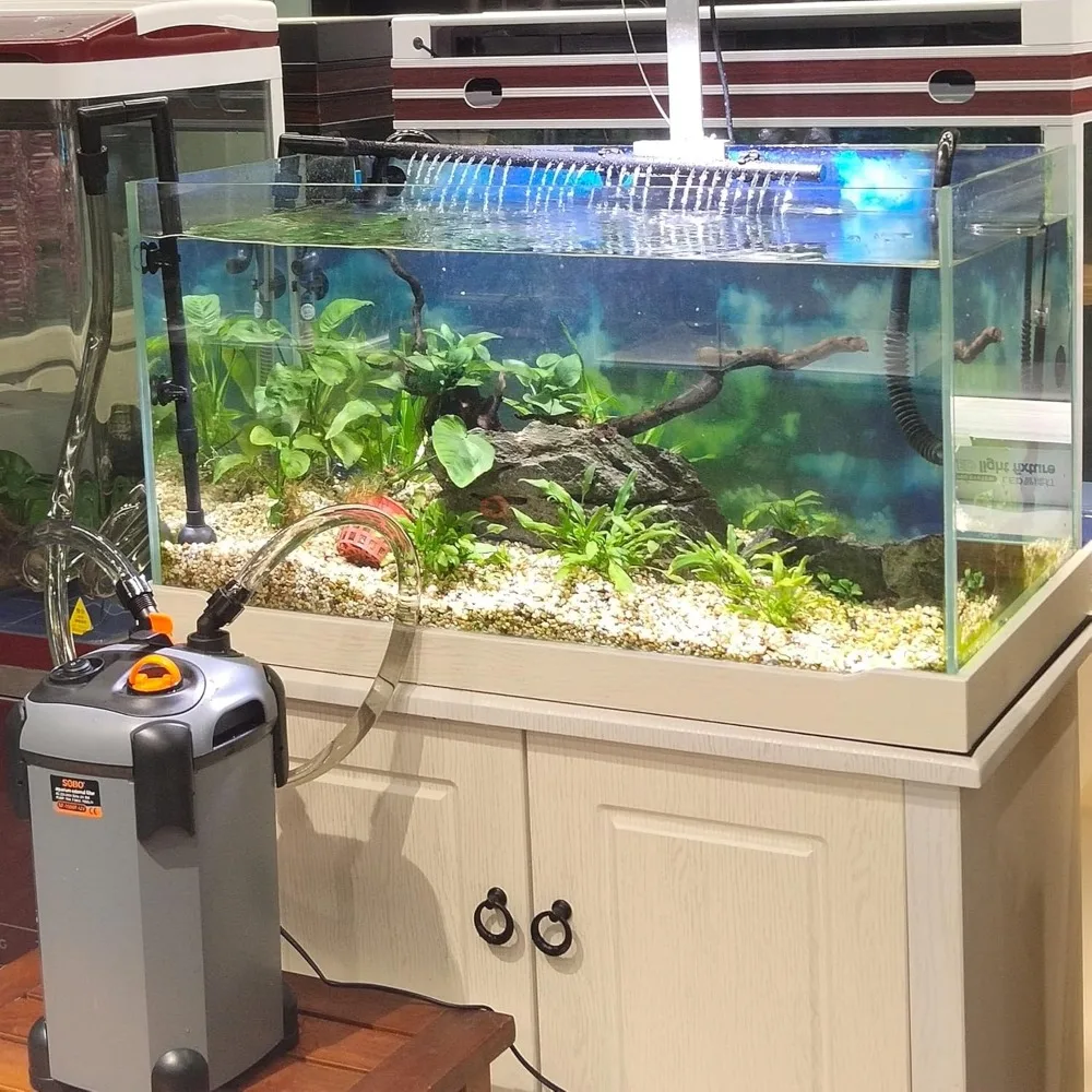 Aquarium Canister with 3 Media Trays Spray Bar External Canister for Large Fish Tank and Aquariums
Aquarium Canister with 3 Media Trays Spray Bar External Canister for Large Fish Tank and Aquariums