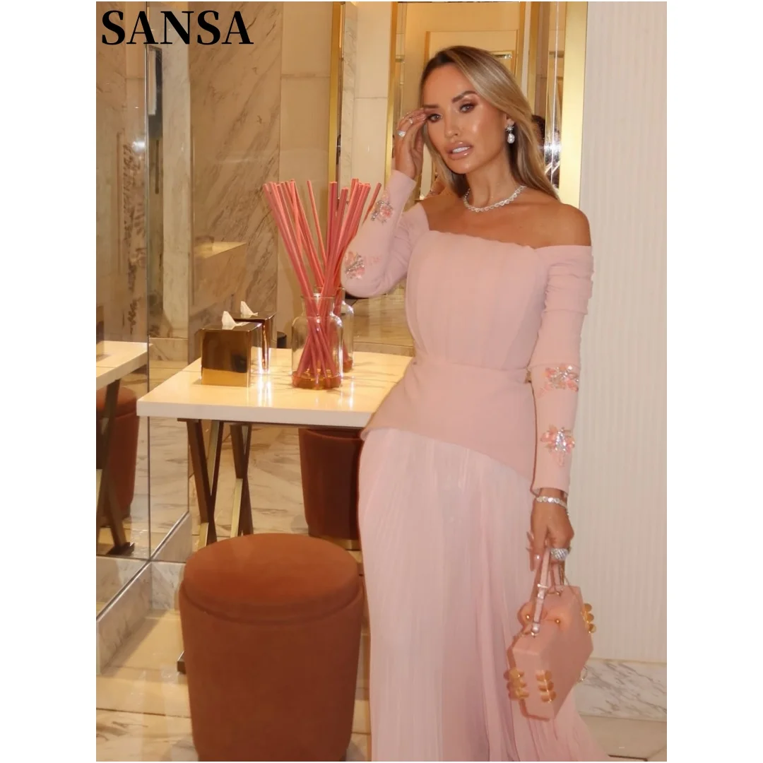 Sansa Customized Blush Pink Off Shoulder Long Sleeve Maxi Dress Two Piece Set Sequin Cuff Pleated Skirt Formal Evening Party Gow
Sansa Customized Blush Pink Off Shoulder Long Sleeve Maxi Dress Two Piece Set Sequin Cuff Pleated Skirt Formal Evening Party Gow